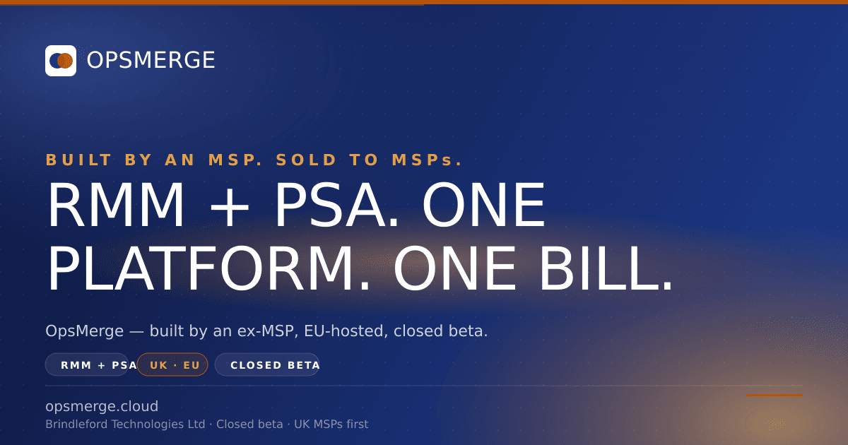Diagram contrasting an MSP stack of four vendors stitched with glue code against a single unified MSP platform